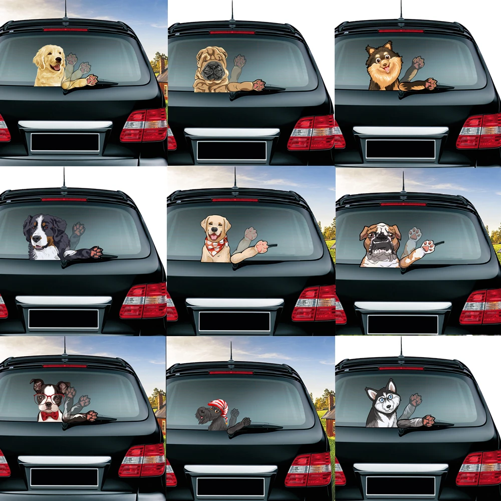 Новинка для автомобильного стайлинга симпатичный Beagle собака развевающиеся наклейки для стеклоочистителей ПВХ Наклейка на заднее стекло автомобиля Наклейка s авто украшение