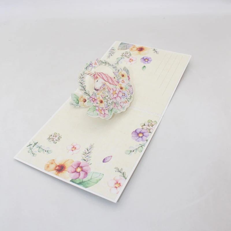 Бумажные Пригласительные открытки ручной работы с 3D изображением единорога