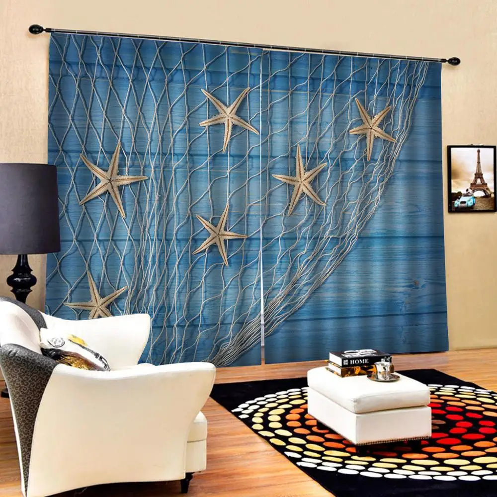 Роскошные затемняющие оконные шторы 3D синие занавески для спальни гостиной