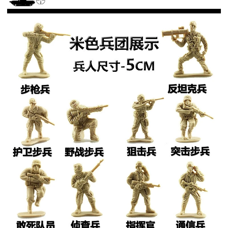 

100PCS 5cm Plastic Soldier Model World War II Soldier Military Learning Education Toys Set for Children