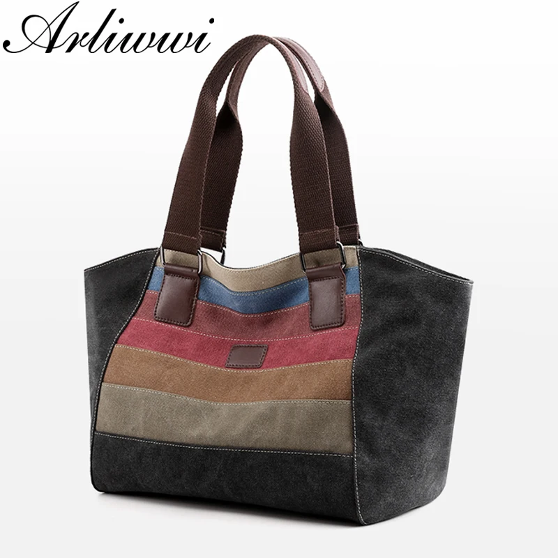 Arliwwi Большая вместительная Женская Холщовая Сумка тоут большая красочная модная