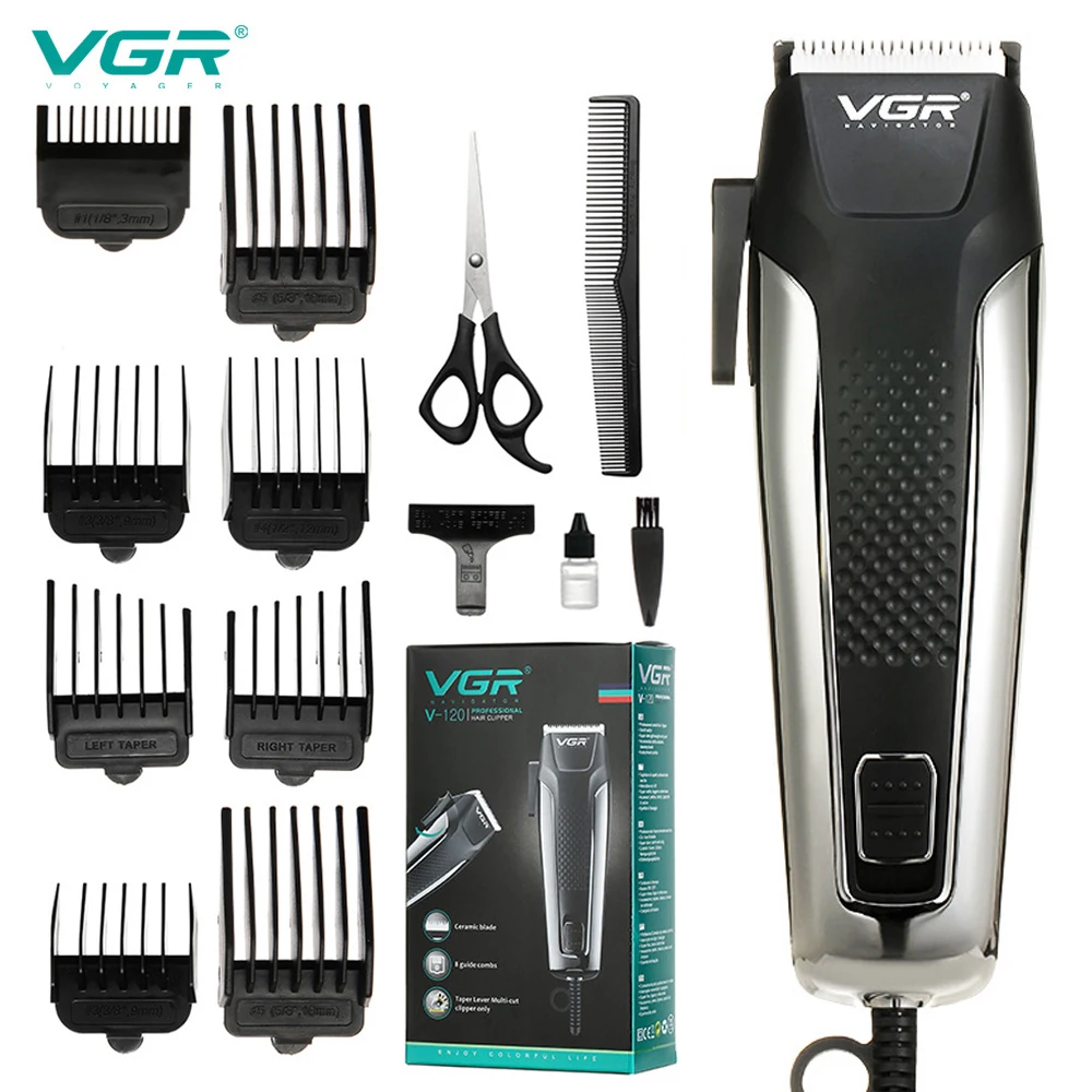 

VGR Brand New Men Electric Hair Clipper Ceramic Blade Household Hair Trimmer Shaver European Standard Hair Clipper Plug-in