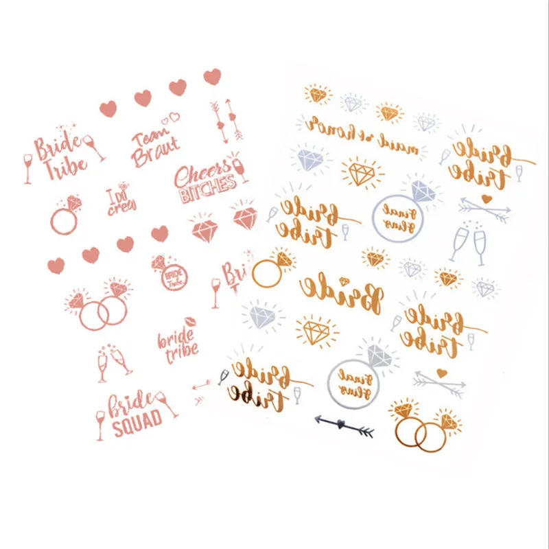 1 лист наклеек для татуировки «Bride Tribe», команда подружек невесты, девичник, вечеринка для невесты, декор для вечеринки перед свадьбой, свадебное украшение, благодарность-он.