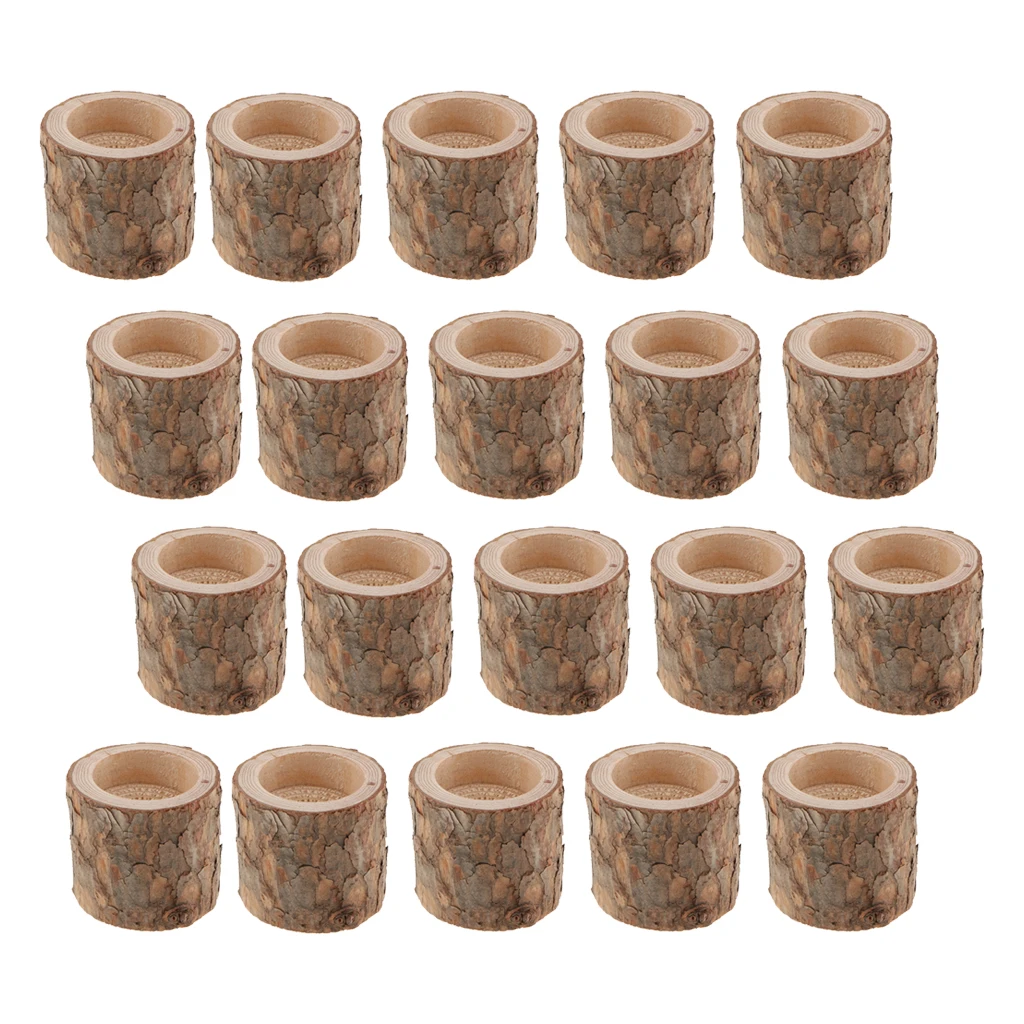 

25pcs Natural Tree Stump Tea Light Candle Holder Candlestick Votive Mood Light Cup Candles Holders Decorative Table Centerpiece