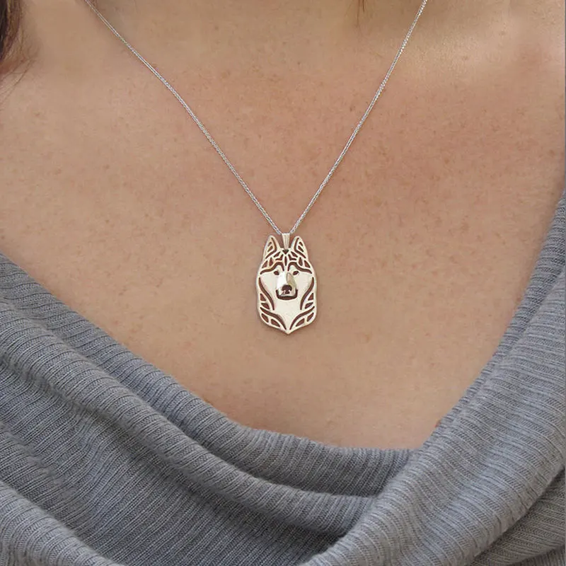 Подвеска в виде собаки сибирской хаски ожерелье с цветным животным шармом