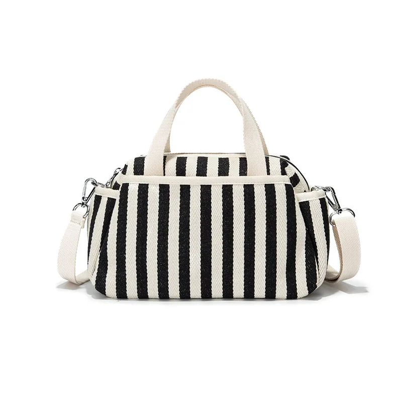 

Casual fashion Women's bags handbags 2020 new Striped canvas bag handbags women 2020 new single portable messenger handbags