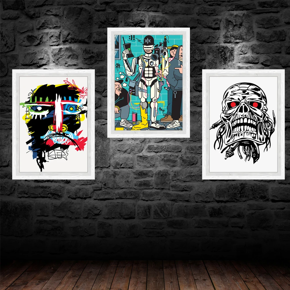 

Abstract oil painting fashion cartoon skull art poster gift canvas painting living room corridor bar home decoration mural