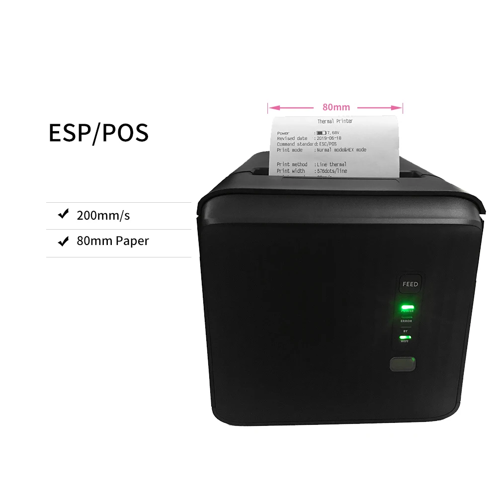 

Термопринтер 80 мм, совместимый с ESC/POS, команды печати POS, печать на рабочем столе, автообрезка бумаги, последовательный USB Ethernet LAN