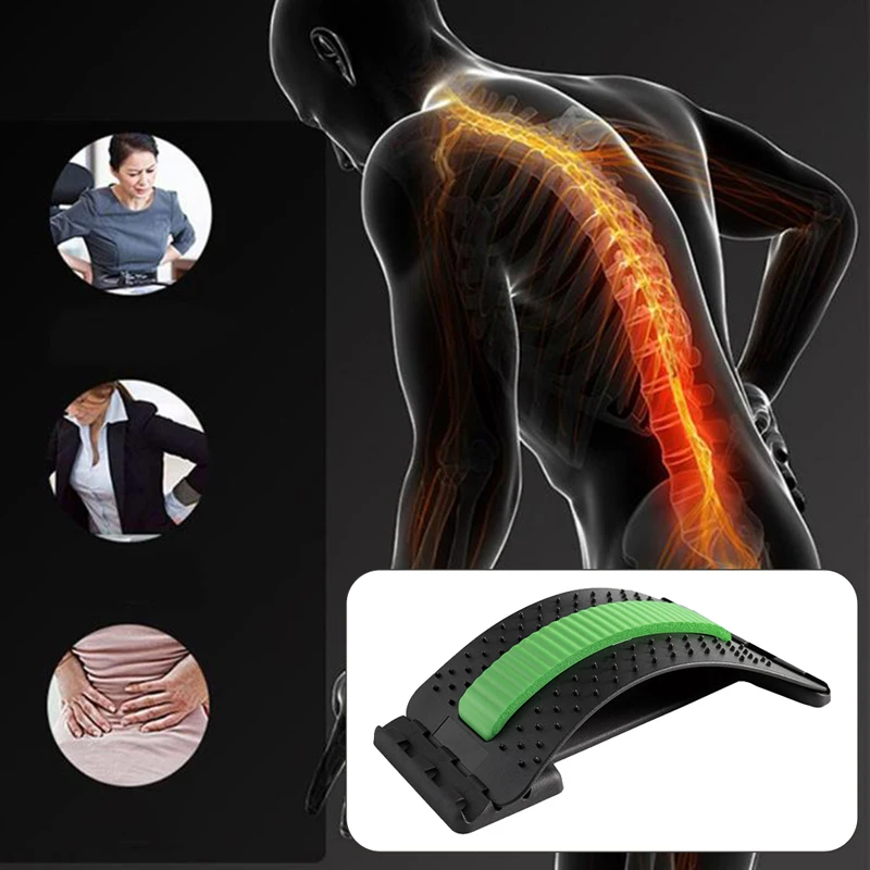 

1pc Back Stretch Equipment Massager Massageador Stretcher Fitness Lumbar Support Relaxation Spine Pain Relief random color
