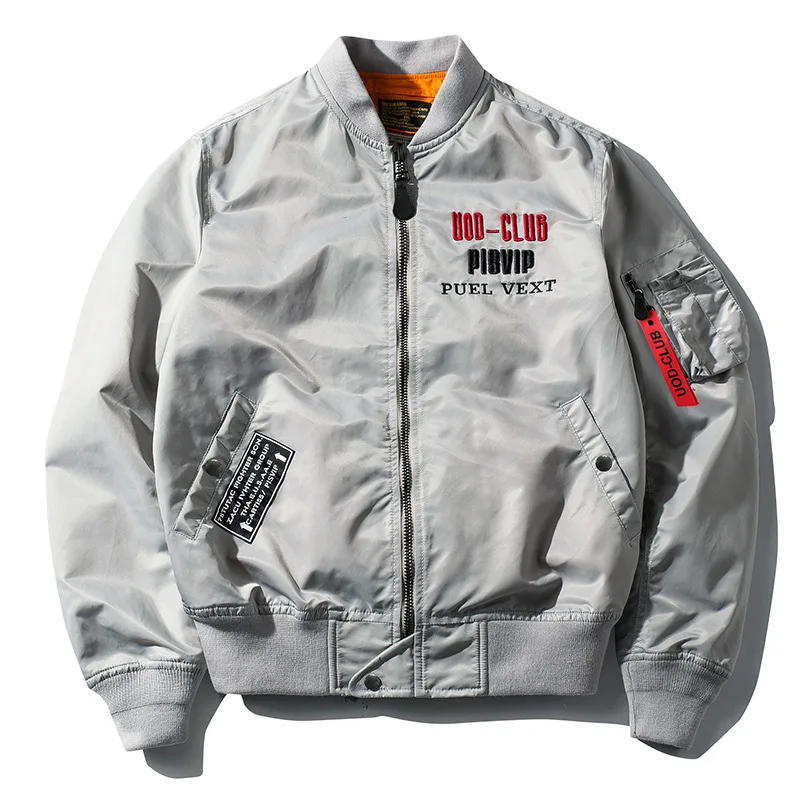 

Fashion Streetwear Bomber Jacket Men Spring Autumn Casual Windproof Hip Hop Men's Pilot Jackets Embroidery Coat