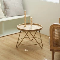 japanese minimalist style tray table rattan round three legged coffee table storage round small side table house ornaments