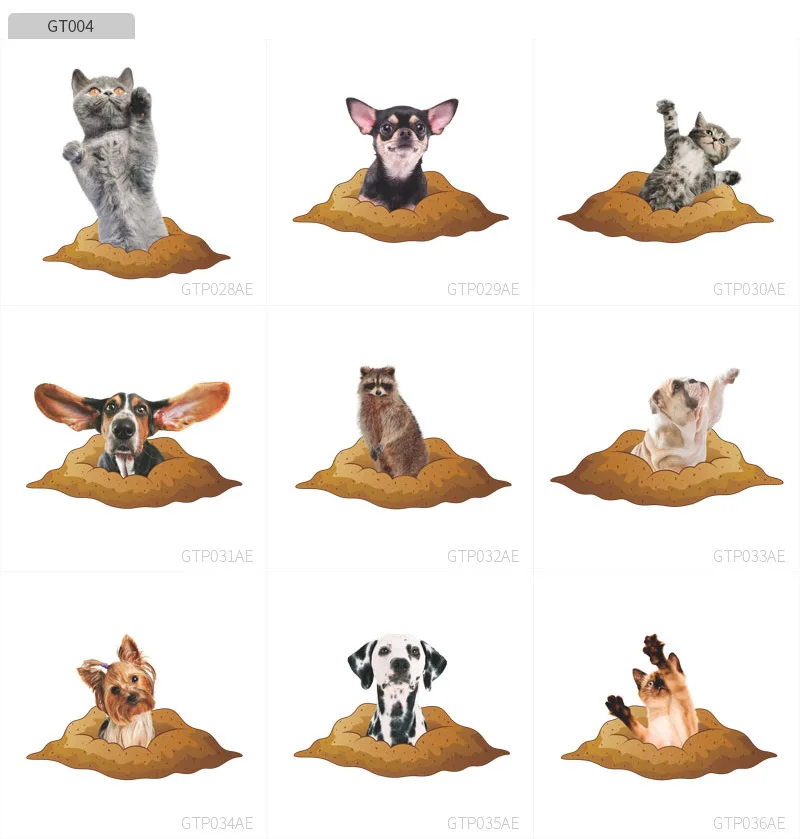 

Funny Cat Dog animals Break Through The Soil Toilet Stickers Washroom Decoration Diy Vivid 3d Pvc Mural Art Home Decals
