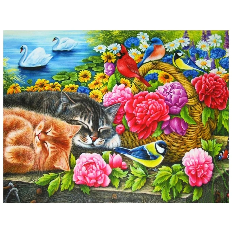 

Краски с Алмазная вышивка "спящего котенка" Алмазная Краски ing полная картина из круглых стразов домашний декор
