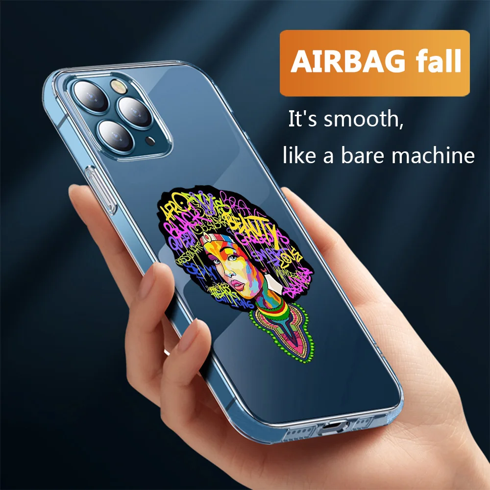 

Melanin Poppin For iPhone 12 Pro Case Girl Phone Case For iPhone 12 11 Pro Max XR X XS Max 7 8 6 6S Plus Soft TPU Phone Cover