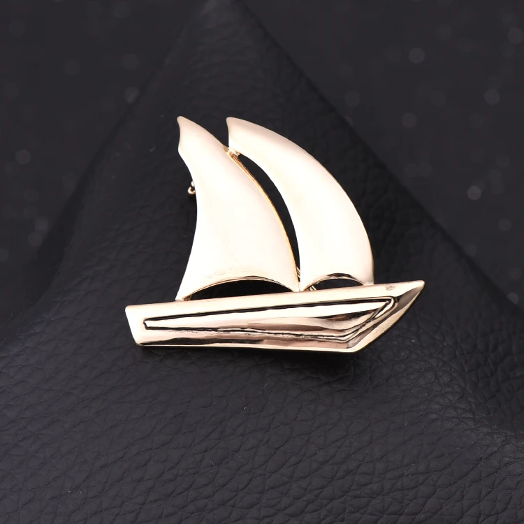 Gold Sailboat OBN морской якорь парусник руль нагрудные булавки для мужчин броши булавка для воротника костюма корсаж одежда ювелирные броши - Окраска металла: Gold Sailboat