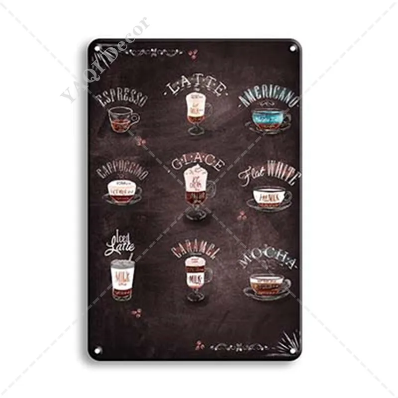 

Vintage Hot Iced Coffee Tin Sign Metal Sign Decorative Plaque Retro Plate Cafe Kitchen Living Room Coffee Bar Decoration