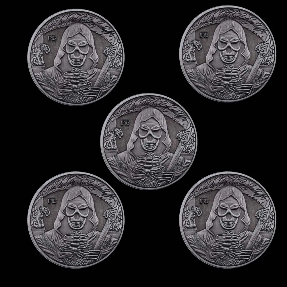 

5 Pieces / Set Niue Halloween Sorcerer Antique Silver Commemorative Coin Collection Embossed Warrior Dark Knight Coin