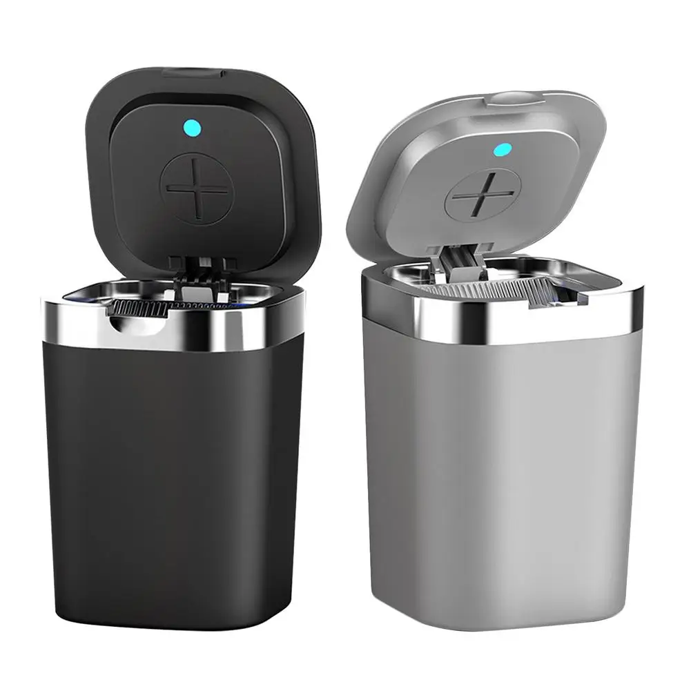

Car Ashtray With Lid Smell Proof Ashtray For Car Easy Clean Up Detachable Smokeless Ash Tray With Lid LED Blue Light Windpro
