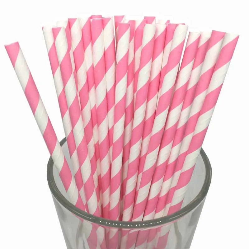 pink stripe 25 шт. розовое золото Бумага питьевые соломки вечерние Бумага Соломки с днем рождения вечерние decoraiton День Рождения украшения для детей - Цвет: pink stripe