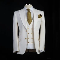 classic style groom tuxedos big peal lapel groomsman suit white blazer as wedding suit custom made man suit jacketpantsvest