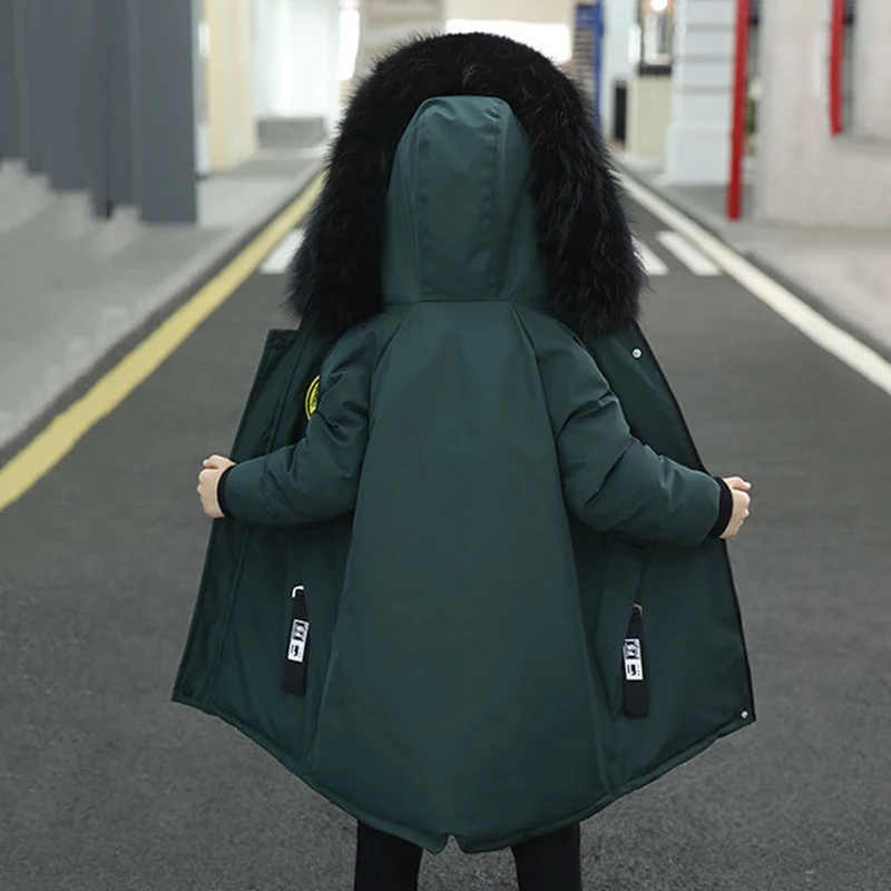 Паркер с большим меховым воротником для мальчиков зимняя хлопковая куртка