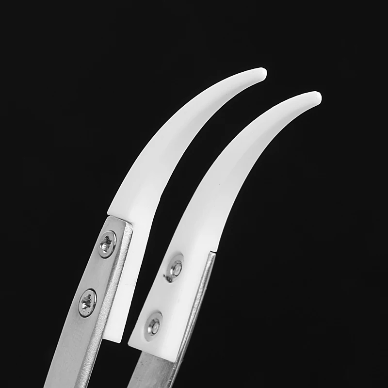 

Black-White Ceramic Tweezers Straight/Curved Ceramic Tip Anti Static Stainless Steel Handle Insulated Industrial Tweezers