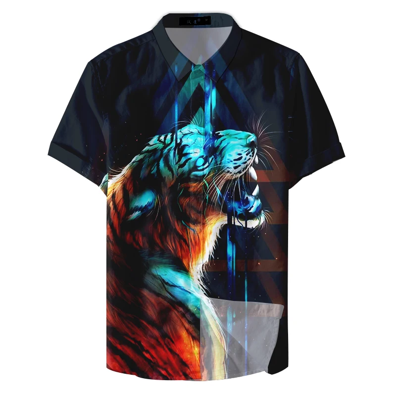 Мужская свободная рубашка с принтом Повседневная короткими рукавами защищающая