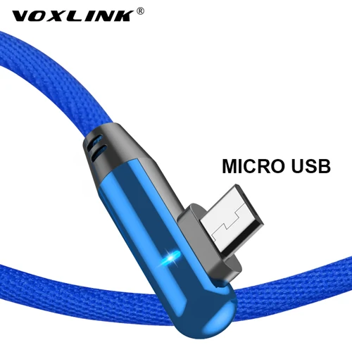 Blue VOXLINK Micro USB кабель Быстрая зарядка микро кабель для передачи данных для samsung s9 xiaomi/lenovo/huawei/htc/Meizu Android кабели для мобильных телефонов - Цвет: Blue