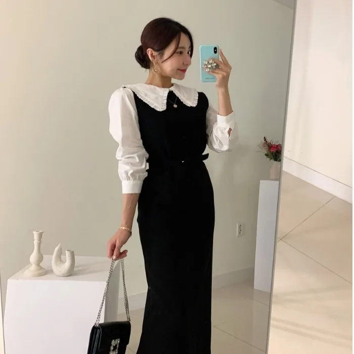 Корейский шикарный французский меньшинств весенне-осенняя одежда древесный