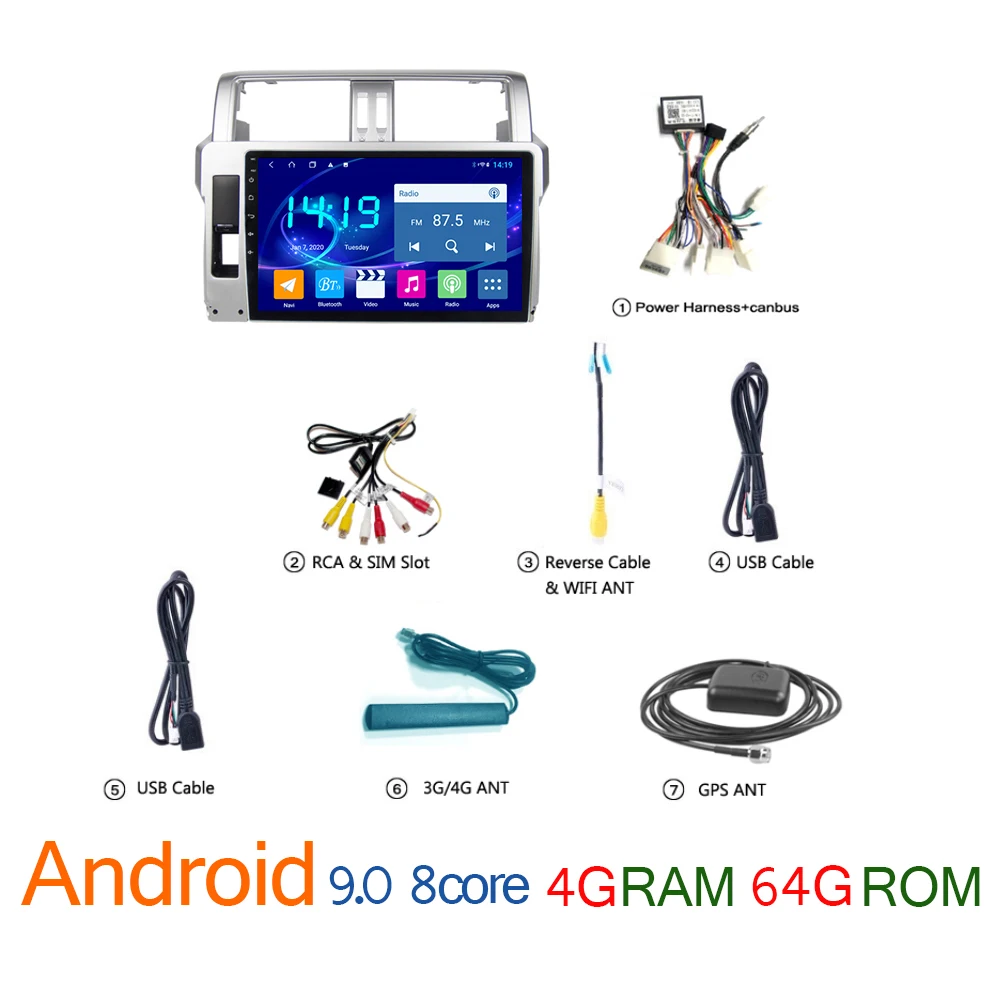 Навигатор GPS 4G+64G для Toyota Prado 2014-2017 автомобильное радио coche DVD мультимедиа плеер авторадио carplay android auto звуковая система Atoto on.