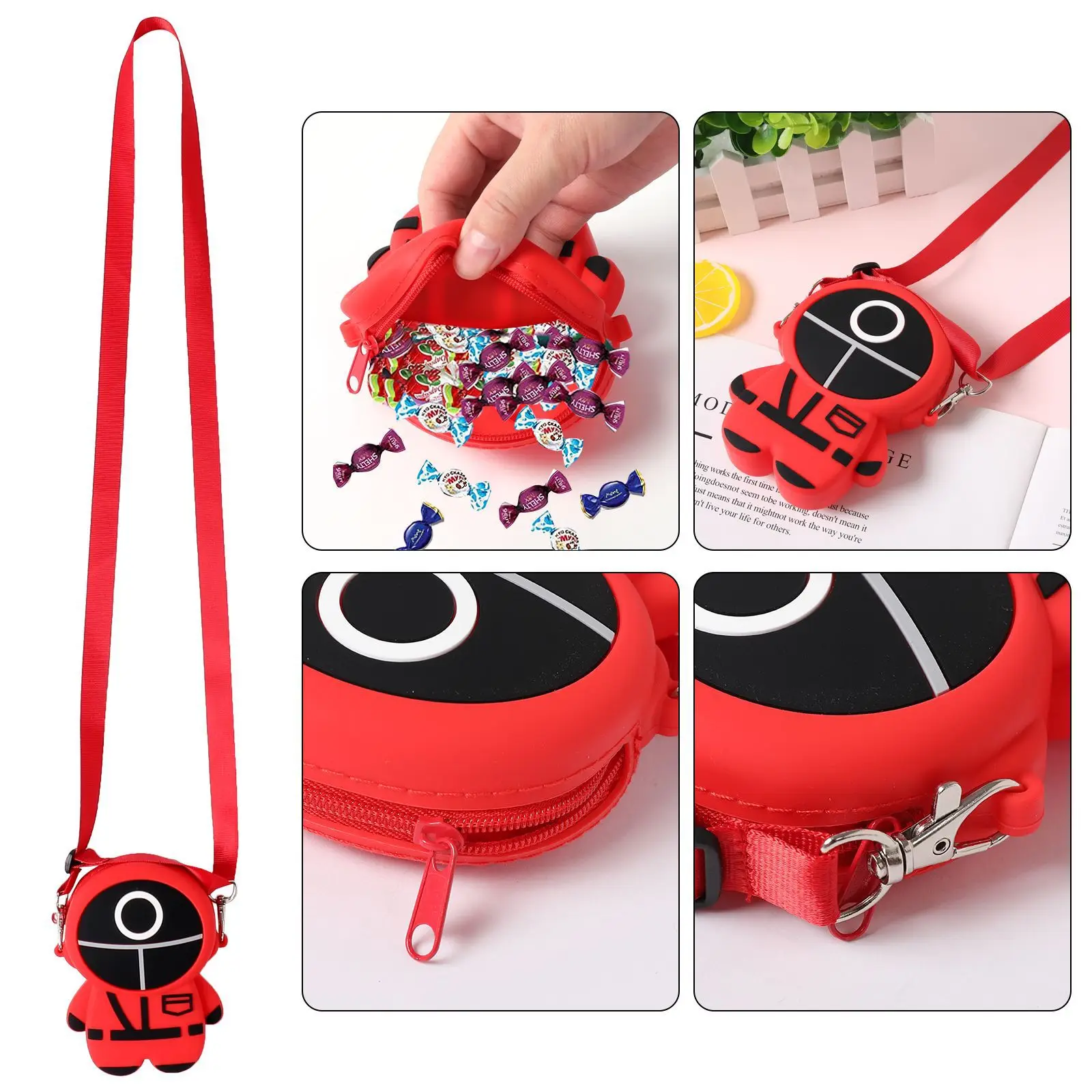 

pop it new Fashion Squid game Cartoon coin purse wallet Fashion messenger bag halloween christmas Children gifts fidget toys