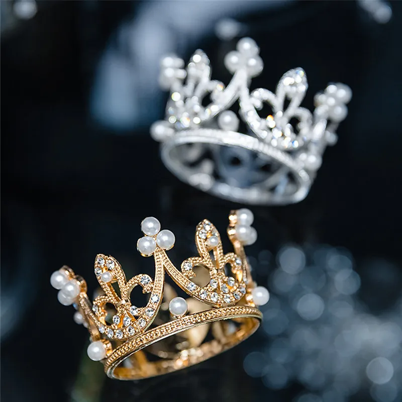 Маленькие девушки украшения для волос в виде торта короны искусственного камня