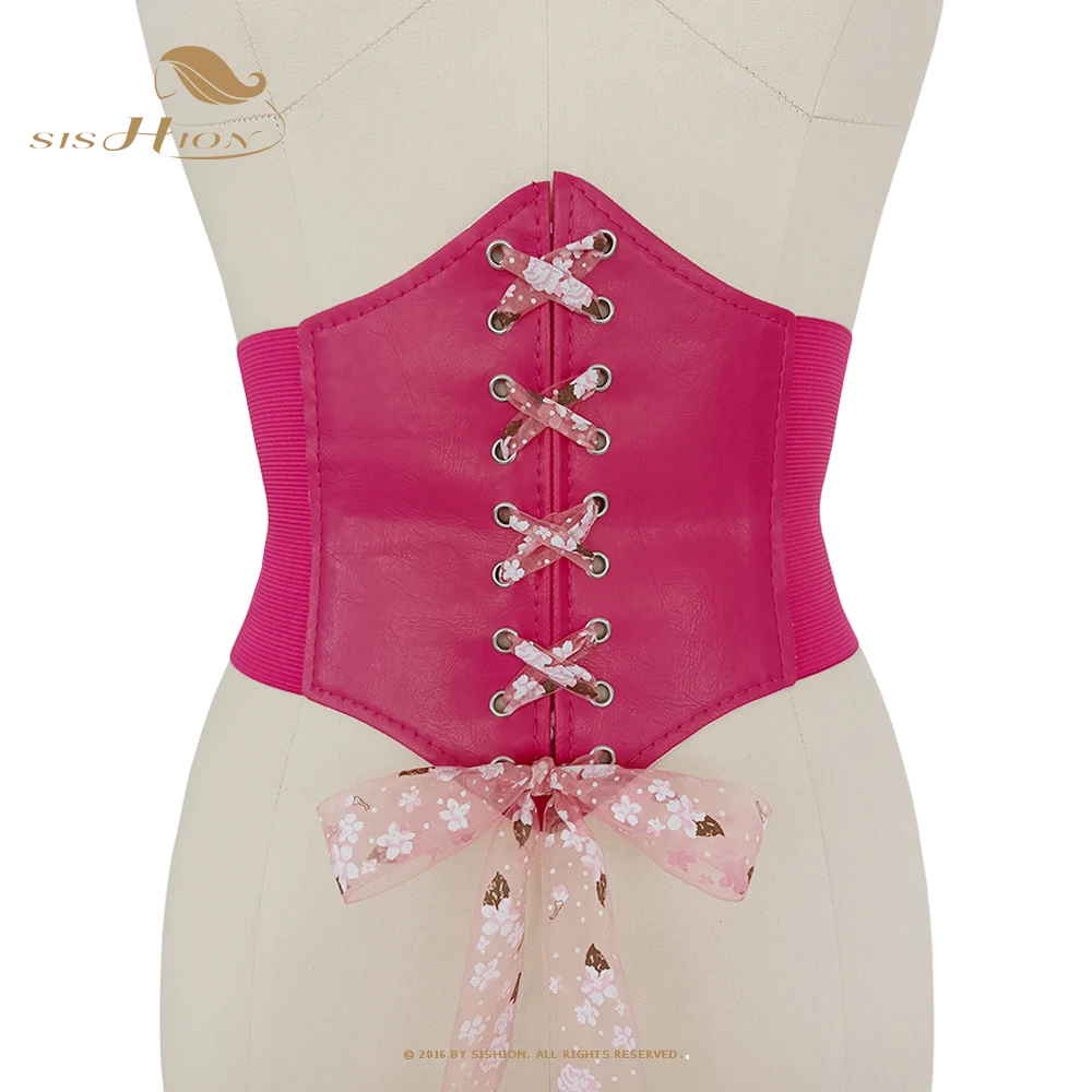 

SISHION Floral Print Women Fashion Corset VD2632 Wide Underbust PU Leather White Black Corsets Belt for Wedding Bridal