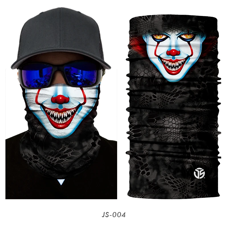 3D бесшовные банданы волшебный шарф грелка для шеи лицо призрак череп клоун
