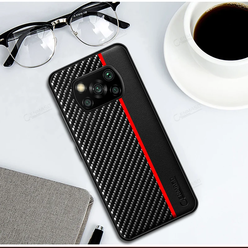 

For POCO X3 Case for Xiaomi POCO X3 NFC F2 Pro Case Original Carbon Fiber Leather Cover for Xiaomi Pocophone X3 NFC F2 Pro Case
