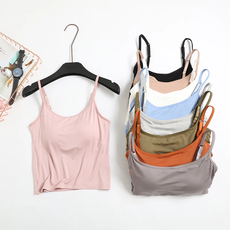 

Modal with chest pad five finger cup bra integrated umbilo stereo vest female feelings