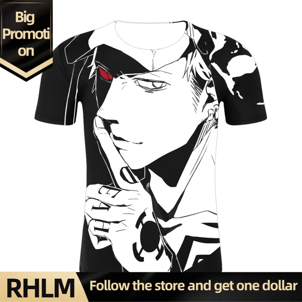 

RHLM 2021 Summer Japan Anime 3D Printed T-shirt Fashion Casual Streetwear Men Women Top Round Neck Cotton Clothes Short Sleeve