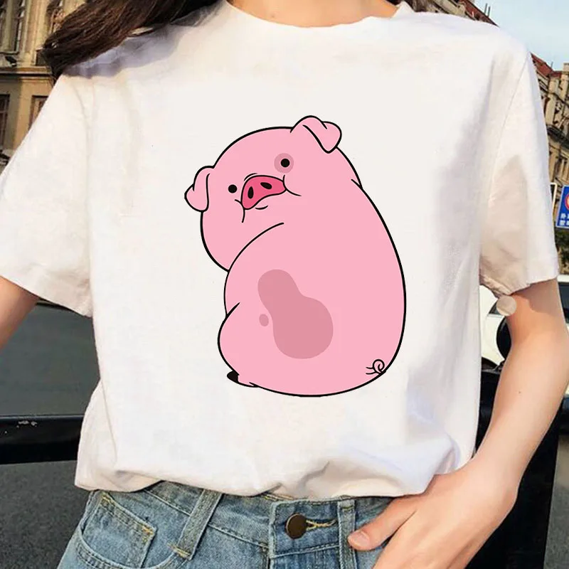 

Women Harajuku funny pig Printing T-shirt Summer Fashion Cartoon T Shirt Lady Kawaii Streetwear Vintage Tee Shirt Femme