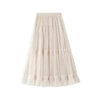 womens casual petticoat a line tulle skirt elegant tiered and pleated vintage skirt swing skirt