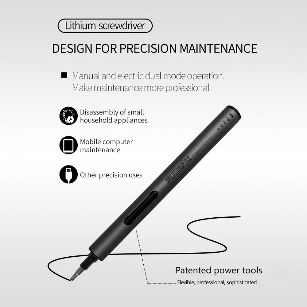 

Mini Portable Electric Screwdriver 160RPM Brushless LED Lighting USB CS03B lithium battery electric precision screwdriver set