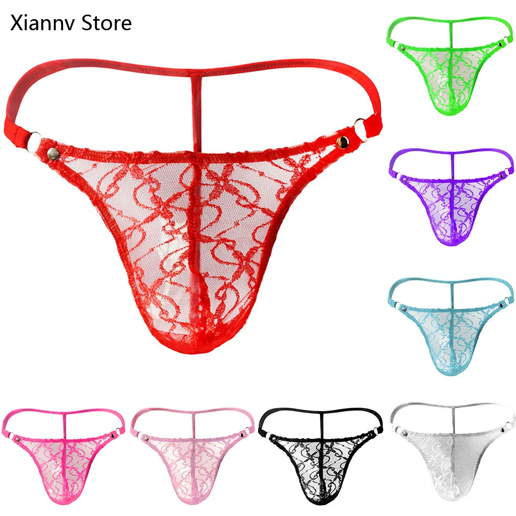 Мужское сексуальное нижнее белье 2020 Новинка кружевные сетчатые стринги трусы