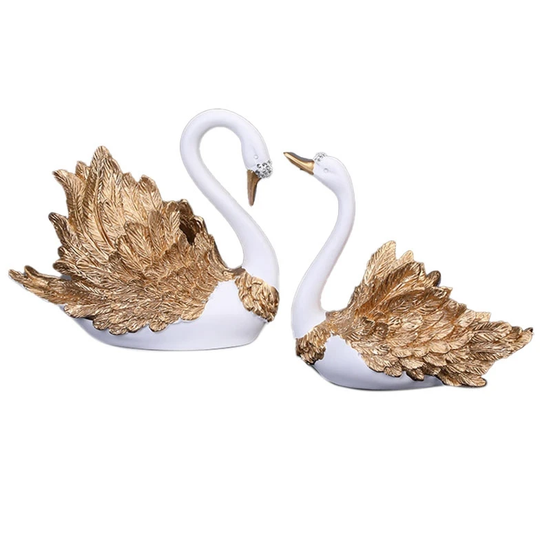Home Decoration Accessories 1 Couple Of Swan Statue Decor Sculpture Modern Art Ornaments Wedding Gifts For Friend | Дом и сад