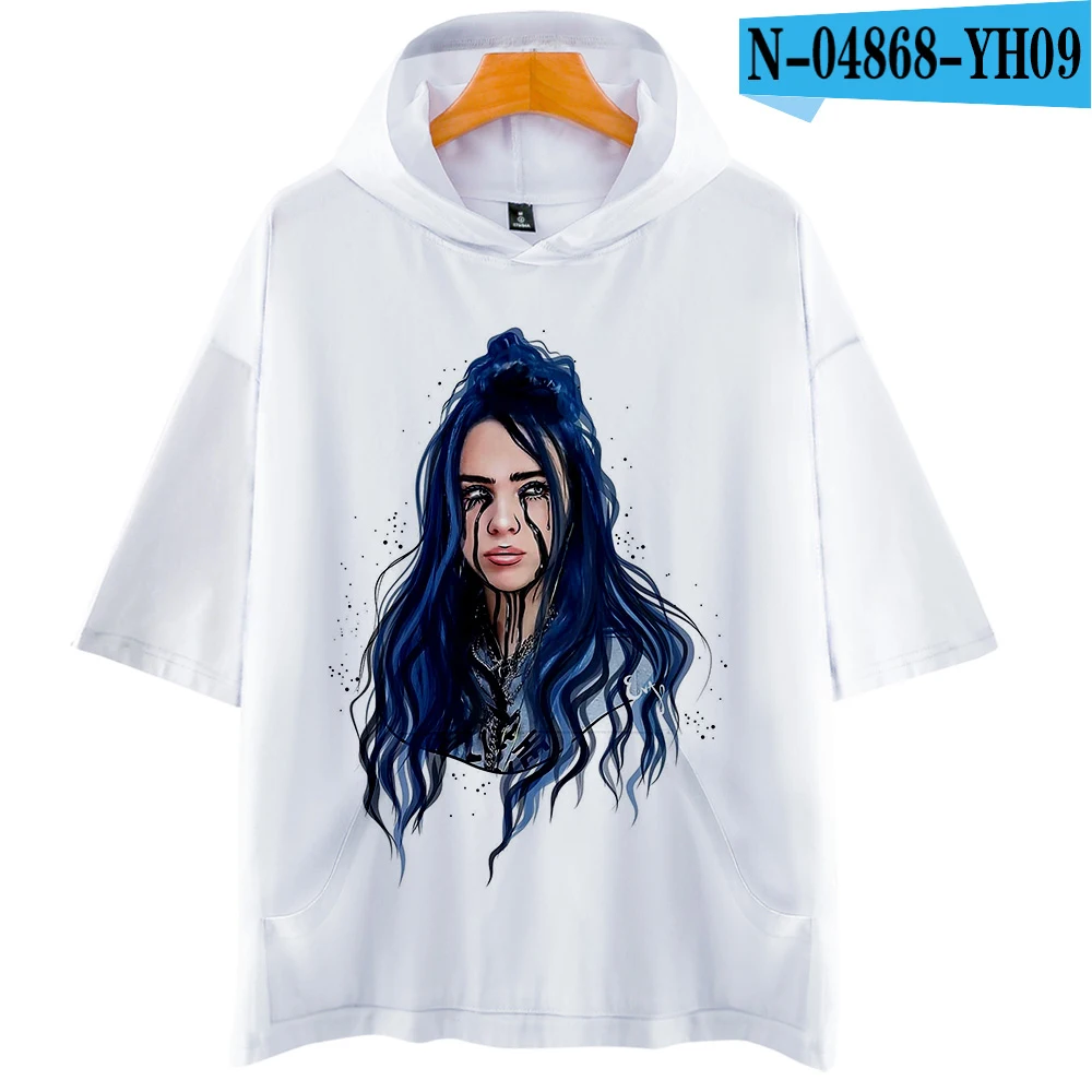 Королевский синий Billie Eilish 3D толстовки Новинка короткий рукав мода лето/весна футболка классная и дышащая футболка с коротким рукавом - Цвет: Королевский синий