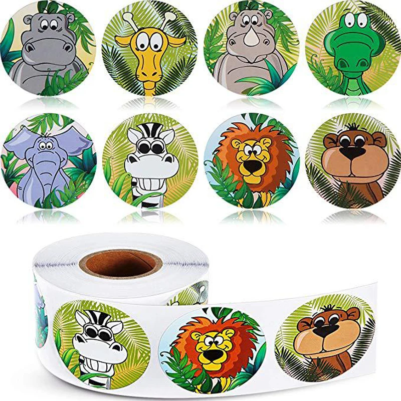 

Cute Wildlife Wild Safari Park Animals Scrapbooking Children Stickers 8 designs Gifts Reward sticker for Kids Toys