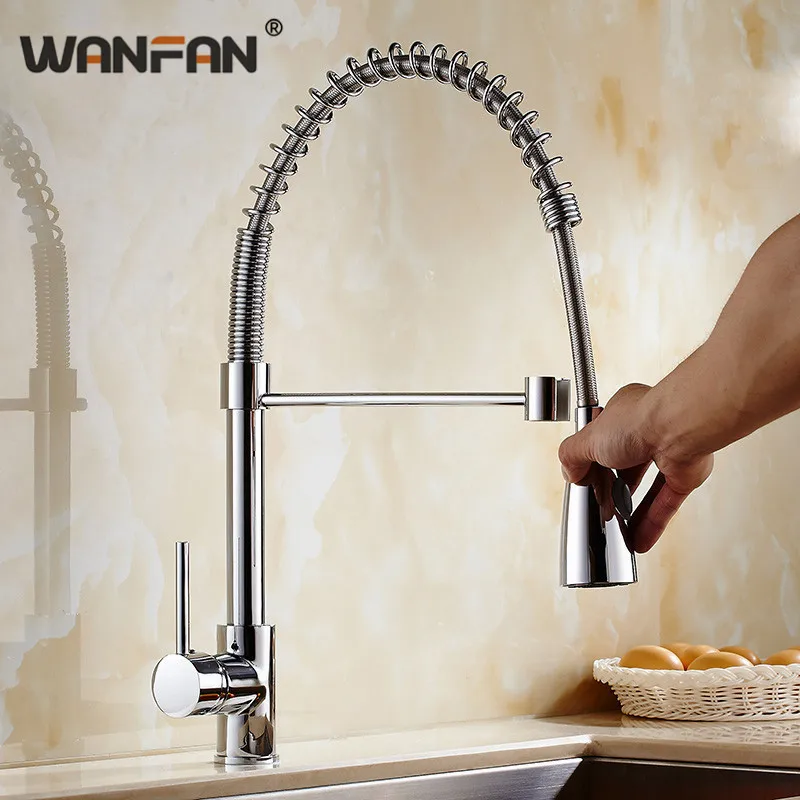 

Kitchen Faucets Spring Pull Down Kitchen Tap Dual Spouts 360 Swivel Handheld Shower Kitchen Mixer Hot Cold Spring Taps N22-062