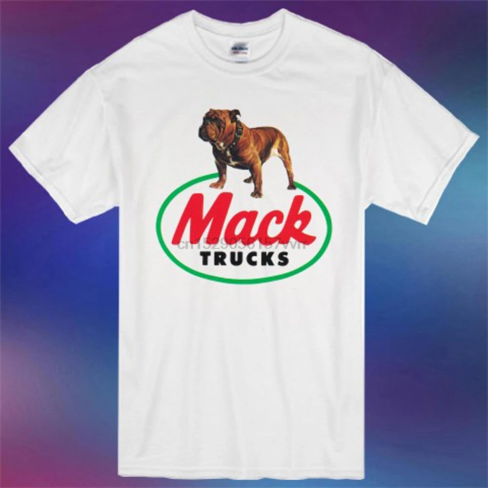 Новый Mack Trucks известный грузовик логотип компании собака мужская белая футболка