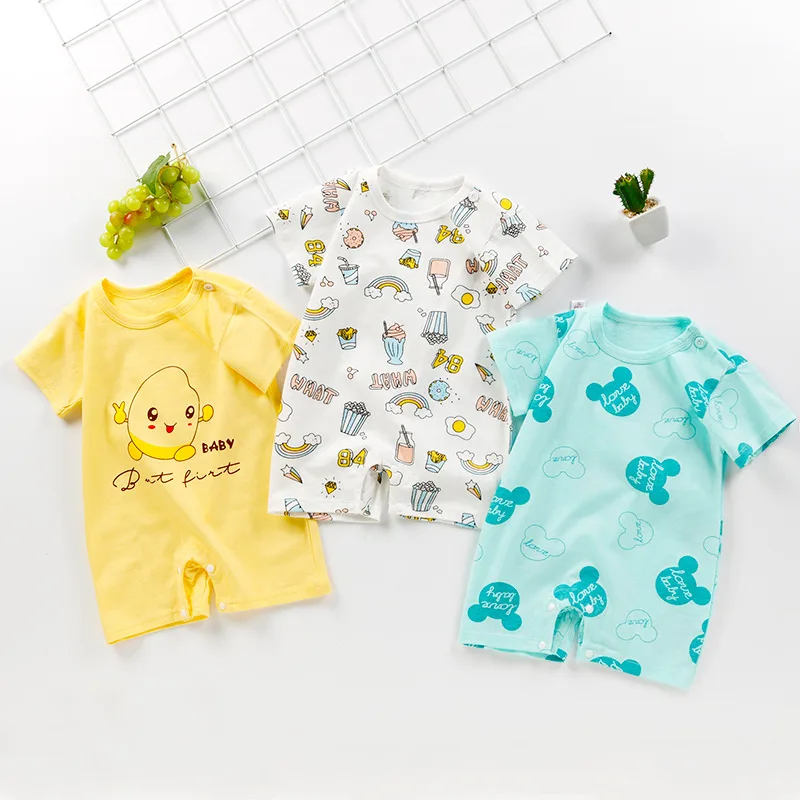 Hylidge Soft Cotton Rompers for Baby Girl Boy Bodysuit Summer Breathable Twins Clothes Short Sleeves Toddler | Мать и ребенок