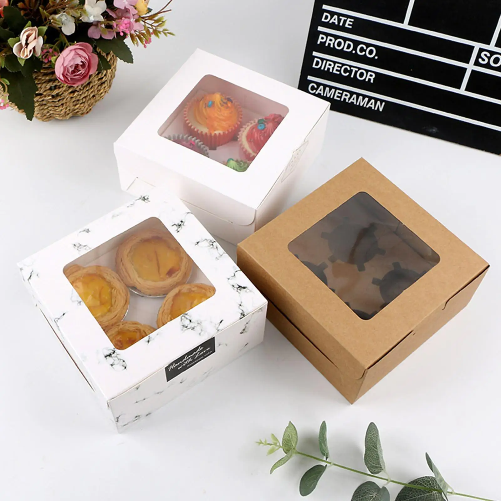 

10Pcs Cupcake Muffin Cookies Kraft Paper Packing Box Container with Cardboard