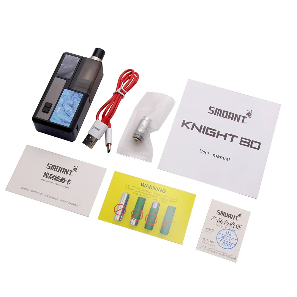 Набор для вейпа Smoant Knight 80 RBA электронная сигарета с одной батареей 18650 и емкостью 4