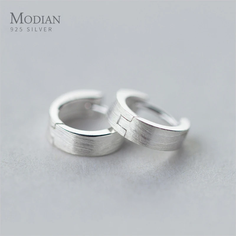 

Modian Fashion Round Circle Hoop Earrings For Women 925 Sterling Silver Vintage Scrub Hoops Ear Female Jewelry Charm Bijoux